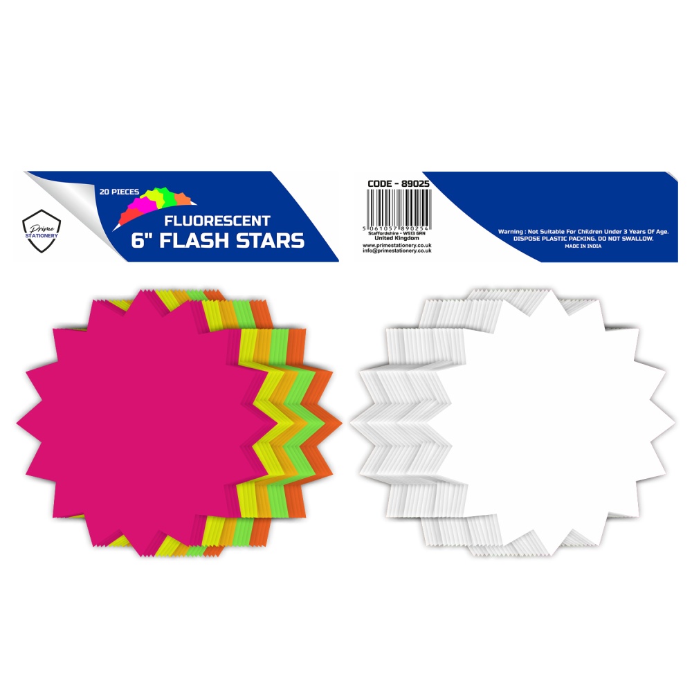 Prime 6'' Fluorescent Stars Pack of 20